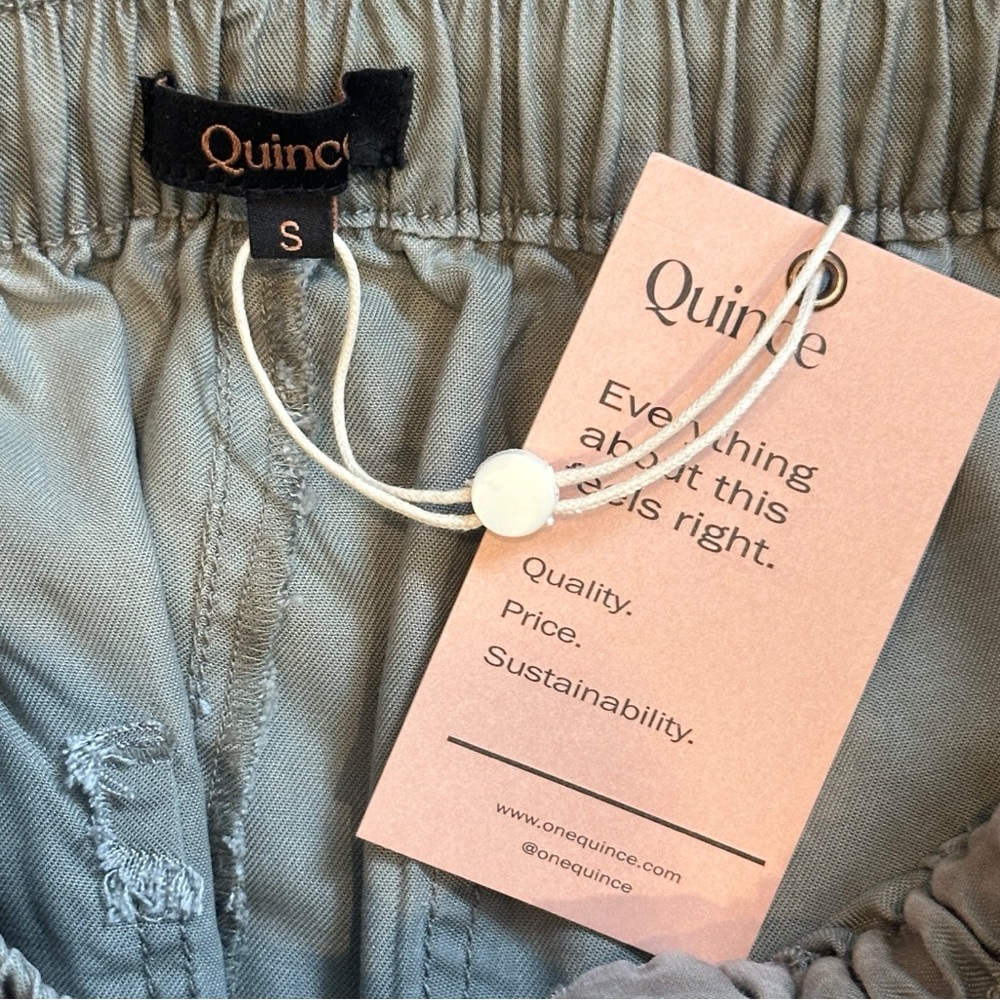 NWT Quince Vintage Wash Tencel Utility Shorts in Olive Green Women’s Small - Picture 5 of 7